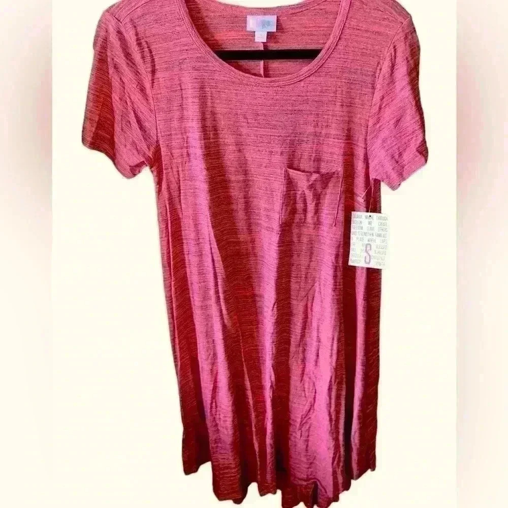 Lularoe small terracotta with black micro stripe Carly‎ dress.NWT. Cotton blend!
